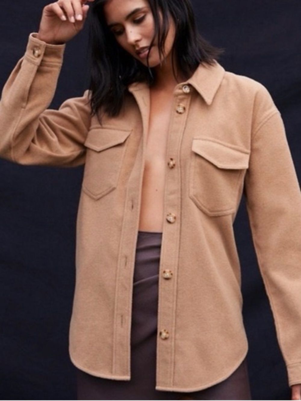 Abercrombie & Fitch Camel Part Wool Shacket